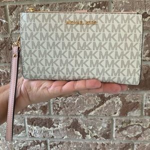NEW Michael Kors LG Double Zip Wristlet Wallet